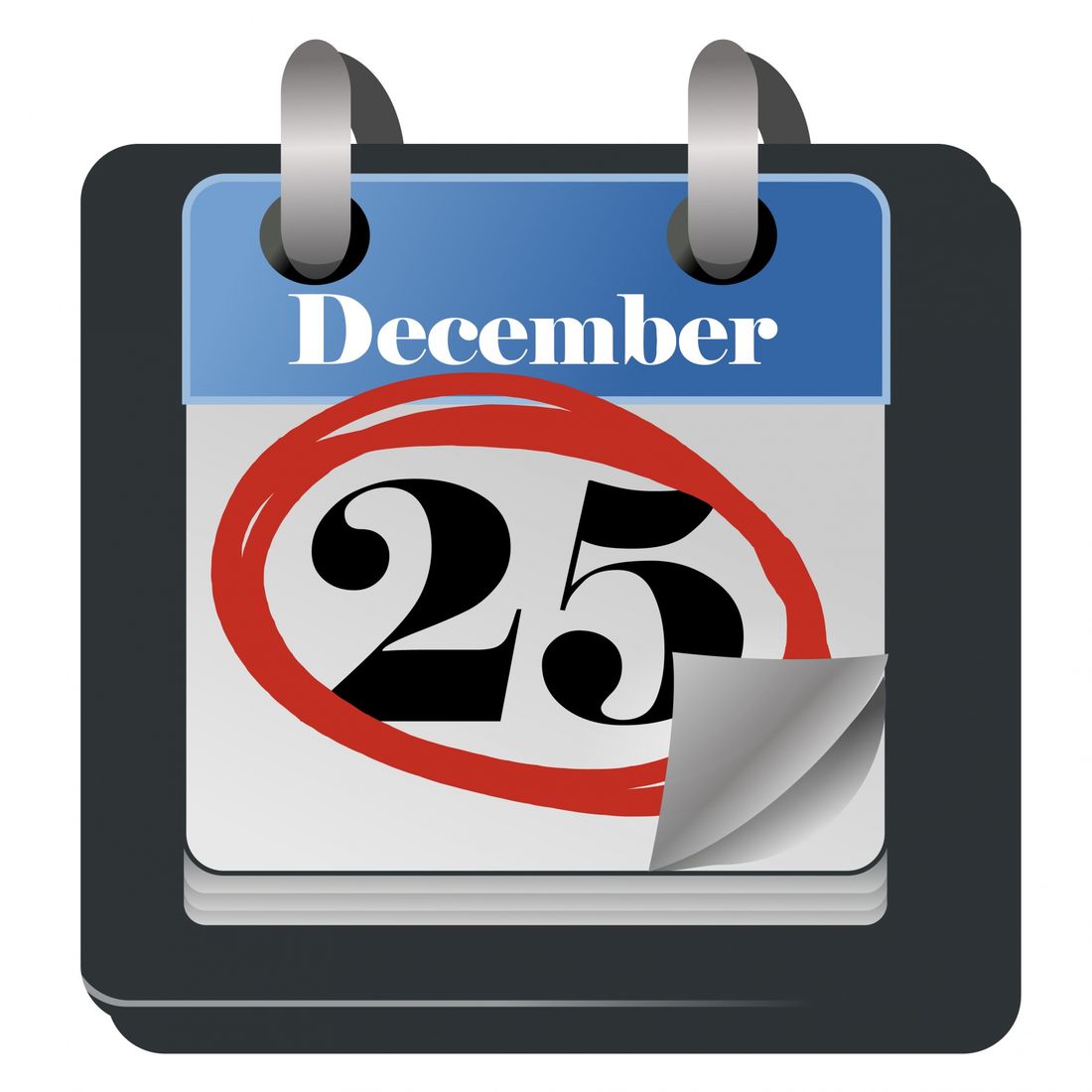 A calendar sheet for December 25