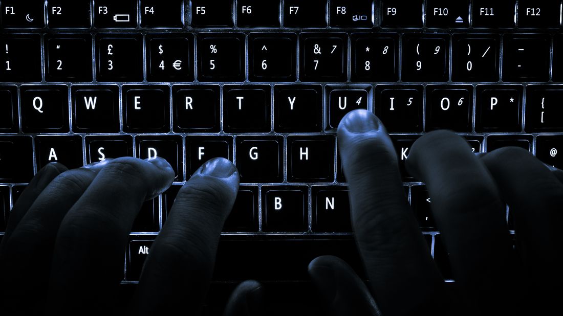 A backlit computer keyboard
